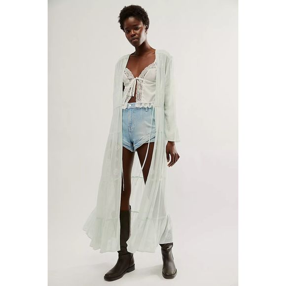 Free People La Cienega Embroidered Kimono OS $198